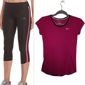 Adidas Nike Running ClimaCool Leggings Dri Fit Tshirt XS Moisture Wicking